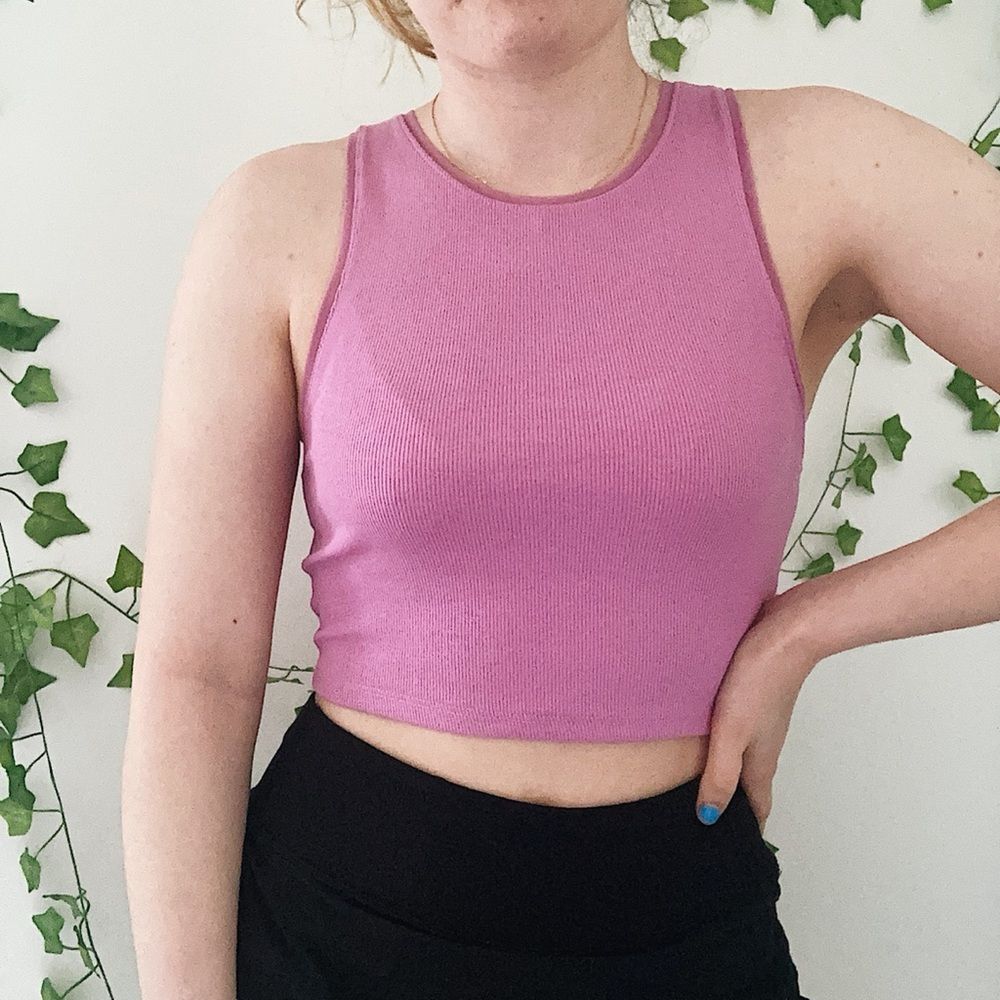 Zara Magenta High Neck Tank Top Size S